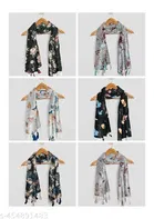 Poly Chiffon Scarves for Women, Black, Pack of 6