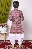 Cotton Blend Printed Kurta with Dhoti for Boys, Multicolor 