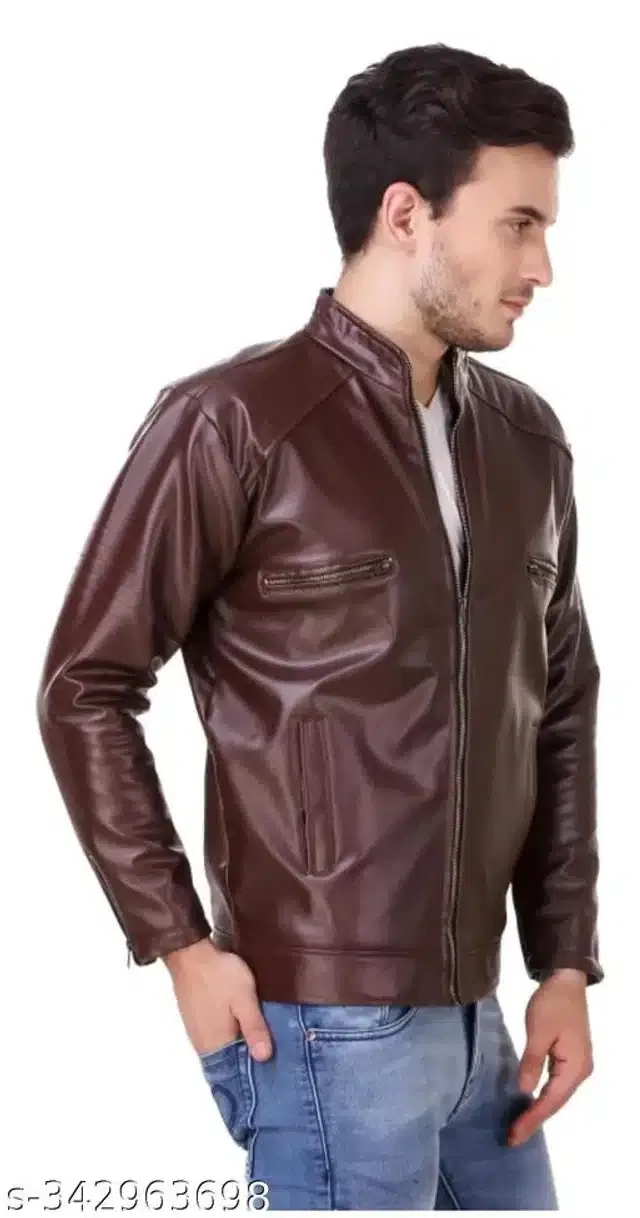 Leather Jacket for Men (Dark Brown, XXL)