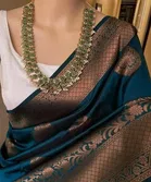 Litchi Silk Zari Woven Saree for Women, Teal 