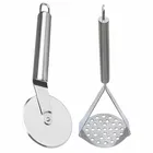 Oc9 स्टेनलेस स्टील पिज़्ज़ा कटर & पोटैटो मेशर फॉर किचन टूल सेट