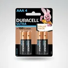 DURACELL Ultra Alkaline AAA Battery, Pack of 4