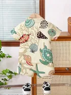 Poly Cotton Animal Print Clothing Set for boys, White 