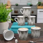 6 Pcs Ceramic Tea & Coffee Cup Set - Marble Finish