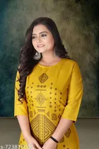 Ethnic Motif Rayon Kurti for Women 