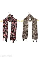 Chiffon Scarves for Women, Black, Pack of 2