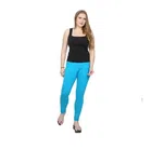 Cotton Blend Solid Leggings for Women (Blue, Free Size)