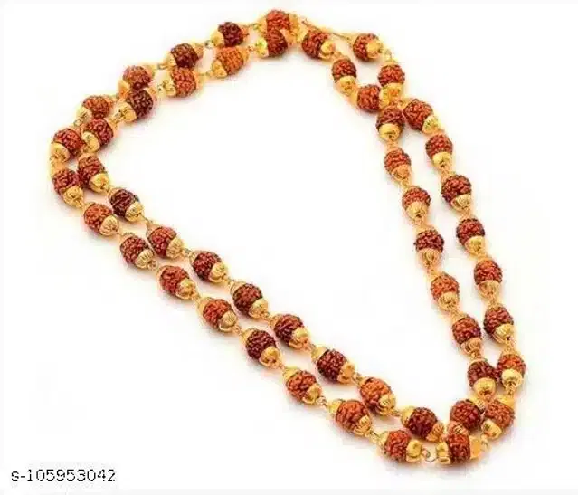 Rudraksh Mala (Gold & Brown)