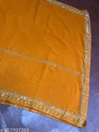 Georgette Printed Saree For Women, Yellow