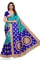 Khadi Silk Printed Saree for Women, Blue 