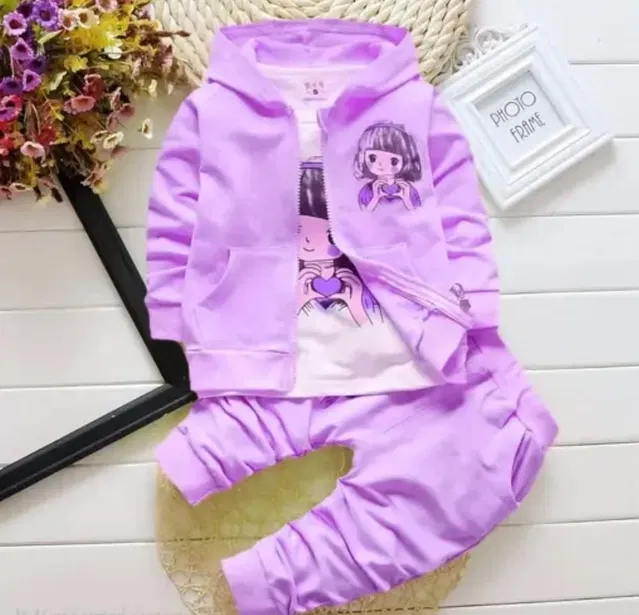 Hosiery Cotton Printed Clothing Set for Boys, Purple (3-4 Years)