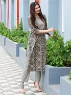 Cotton Printed Women's Kurta with Pant Set 