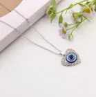 Women's Silver Evil Eye Pendant Necklace Set 