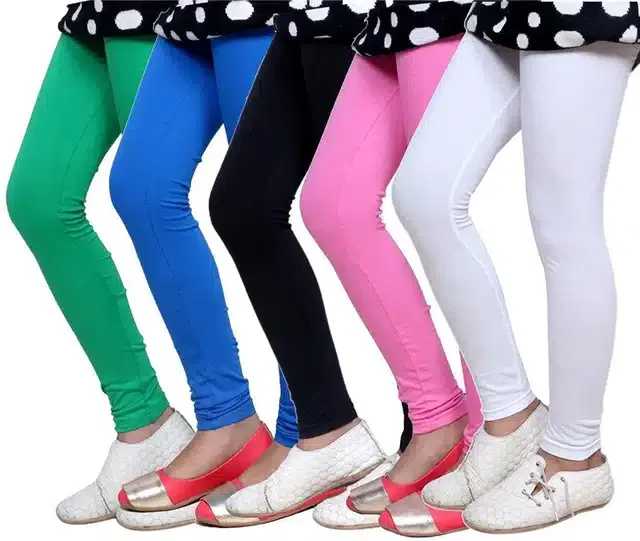 Soft & Comfortable Leggings for Girls (Pack of 5) (Multicolor, 9-10 Years)