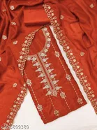 Vichitra Silk Embroidered Punjabi/All Over Suits for Women 