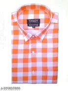 Cotton Checked Shirt for Men, Orange 
