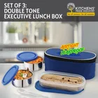 Dual Tone Lunch Box With 2 Steel Containers, 1 Plastic Chapati Box And 1 Bag
