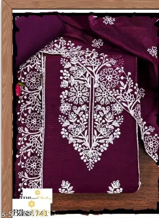 Embroidered Floral Patiala Suits for Women (Purple, Un Stitched)