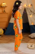 Cotton Blend Night Suit for Girls 