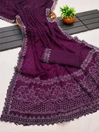 Georgette Dyed/ Washed Saree for Women, Wine 