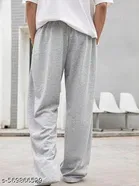 Cotton Blend Solid Trackpant for Men, Grey 