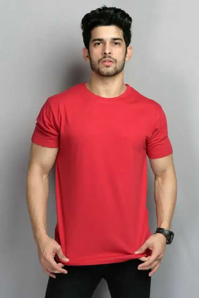 Half Sleeves T-Shirt for Men (Red, L)