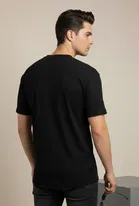 Polyester Round Neck T-shirt for Men, Black 