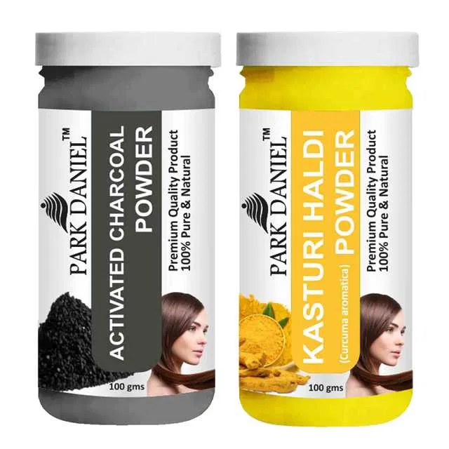 Park Daniel 100% Pure & Natural Activated Charcoal Powder & Kasturi Haldi Powder (Pack Of 2, 100 g) (SE-423)