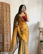 Georgette Solid Saree For Women, Brown
