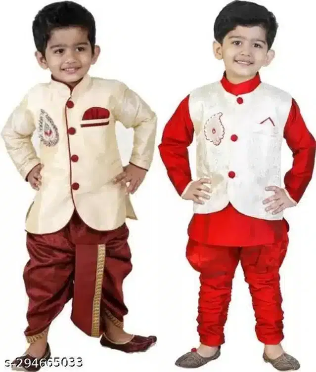 Sherwani Set for Boys (Multicolor, 5-6 Years) (Pack of 2)