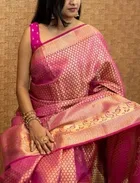 Silk Woven Design Saree for Women, Pink 