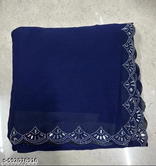 Georgette Saree for Women, Blue (5.5 M)
