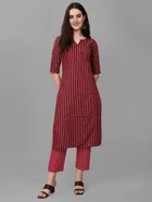 Women Cotton Blend Striped Kurta 