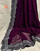 Georgette Embellished Saree For Women, Purple