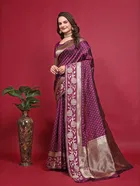 Silk Woven Design Saree for Women, Purple 