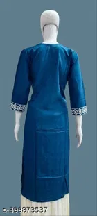 Rayon Slub Embroidered Kurti for Women 