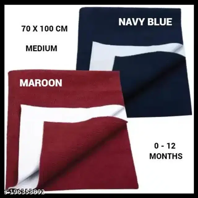 Cotton Mattress Protection Sheet (Navy Blue & Maroon, 40x28 inches) (Pack of 2)