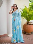 Lien Printed Saree for Women, Blue 