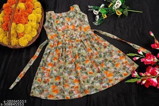 Frock for Girls (Yellow, 12-18 Months)