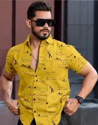 Silk Half Sleeves Shirt for Men (Multicolor, S)