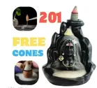 Handcrafted Adiyogi Mahadev Backflow Incense Cone Holder with Free 201 Pcs Cones (Multicolor, Set of 2)