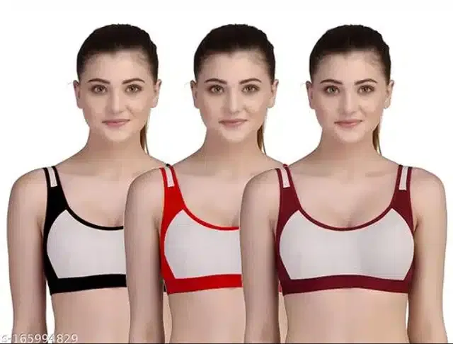 Hosiery Non Padded Bra for Women (Multicolor, 34B) (Pack of 3)