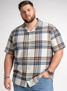 Cotton Blend Printed Shirt for Men, Beige 