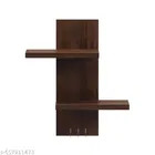Wooden Double Layer Wall Shelves For Home, Brown