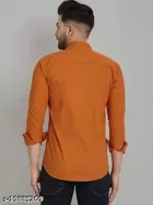 Cotton Blend Solid Shirts for Men, Brown 