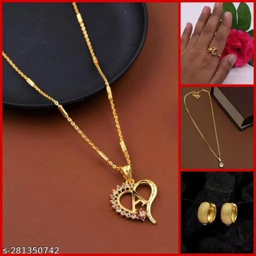 Combo of Alloy 2 Pcs Pendant with 1 Earrings & Ring (Multicolor, Set of 4)