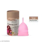 Vimera Silicone Women Menstrual Cup with Pouch (Baby Pink, M)