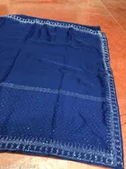 Chiffon Embellished Saree For Women, Blue