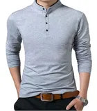 Mandarin Collar Solid T-Shirt for Men 