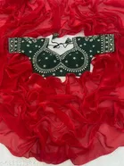 Chiffon Solid Saree for Women, Red 